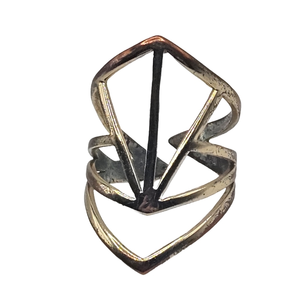 Geometric Open Cuff Ring (Size 8, Adjustable)